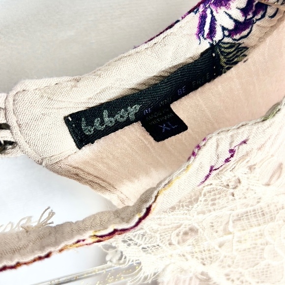 BEBOP | 💐Floral Print Lace Trim Round Collar Long-Sleeved Loose Lightweight Top - Picture 6 of 8